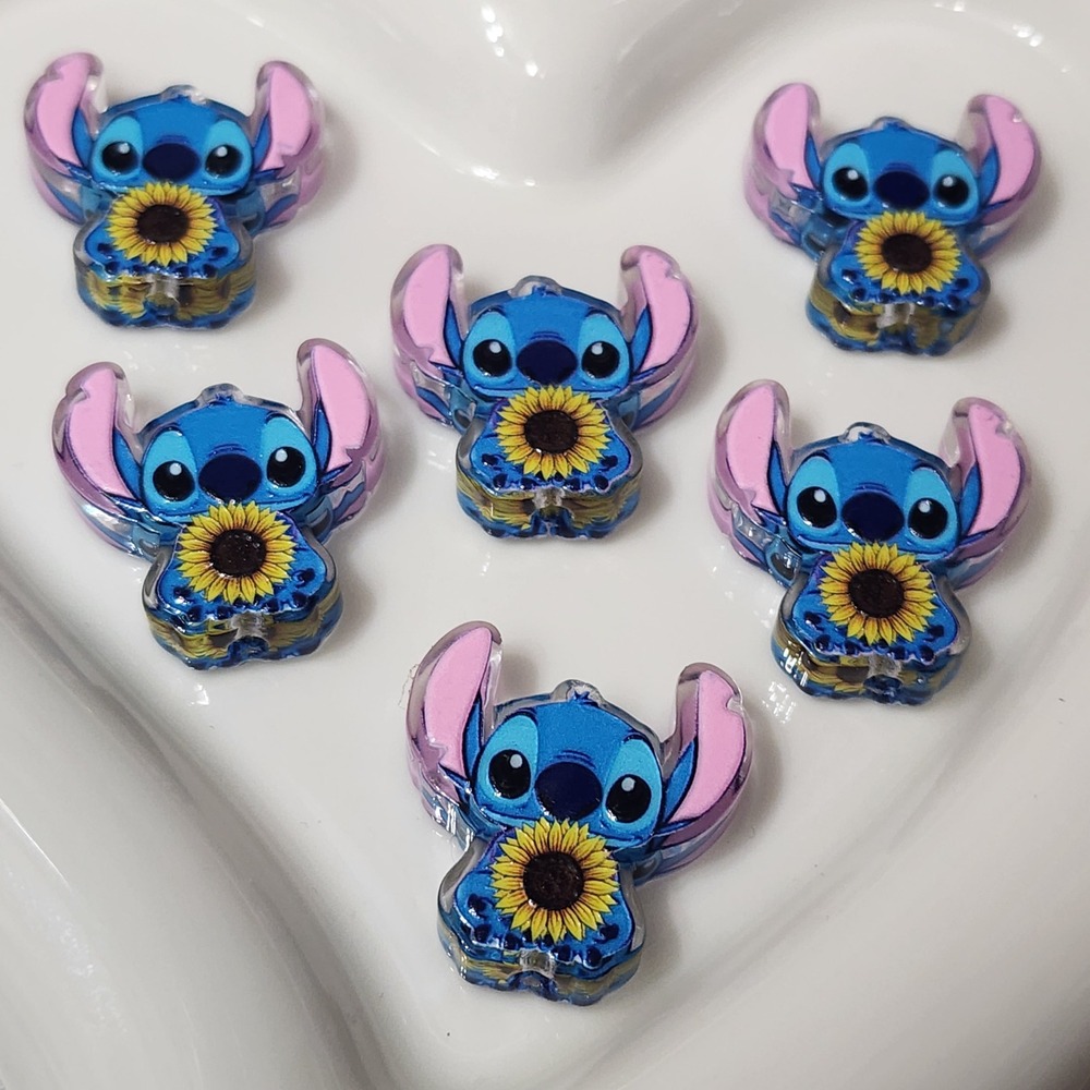 Sunflower Alien Beads 2 Pcs Focal Beads Crafts Acrylic Beaded Pen Charms Flower